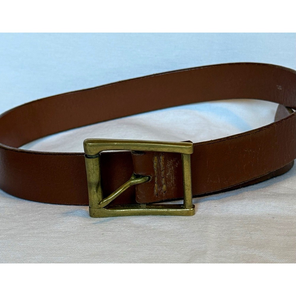 Vintage leather Capozio Men's Dress Belt Sz 36 Brown Solid 1.5in Brass Buckle